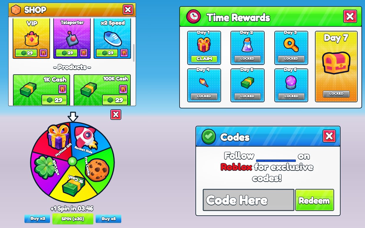 Shop, daily rewards, spin wheel and codes: HTML remake
