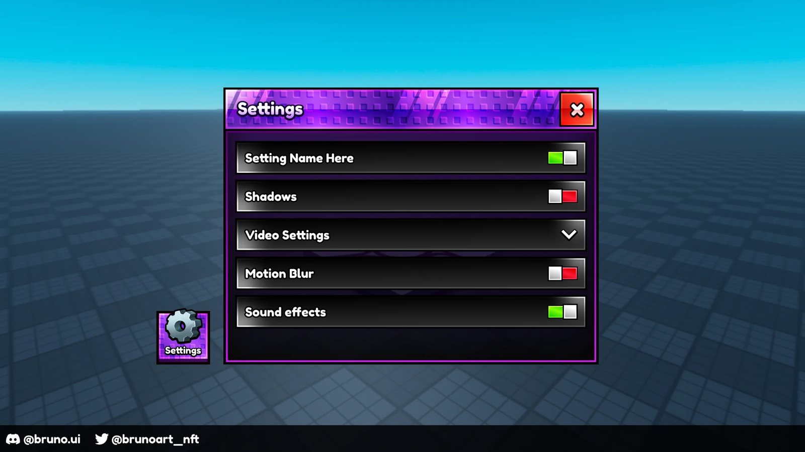 Settings with toggles: reference