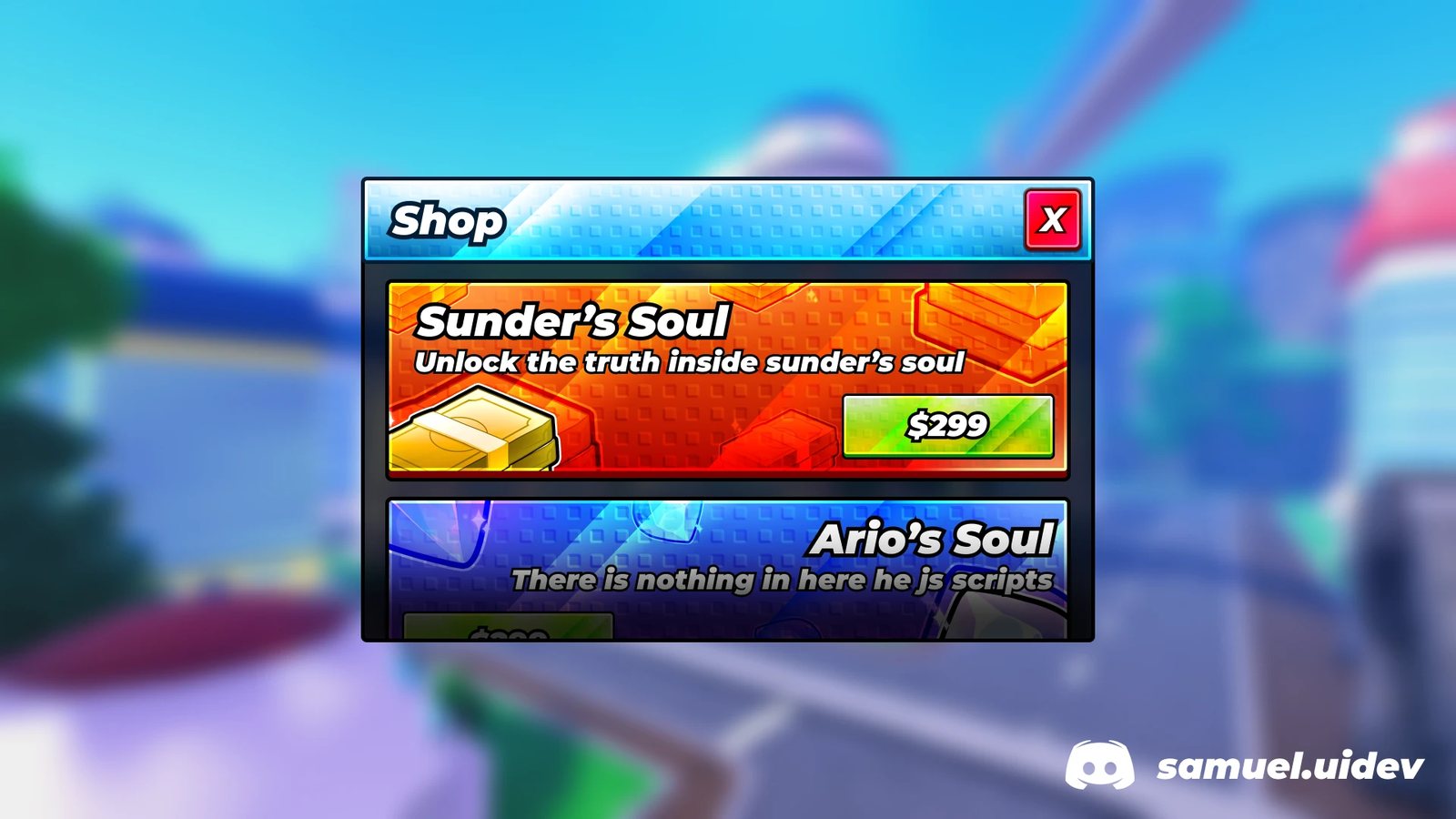Glossy item shop: reference